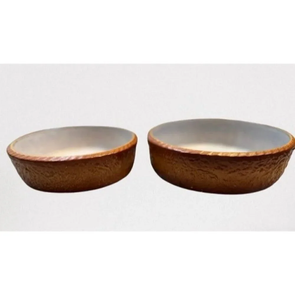 2 Durofeu Round Oven Dish France Textured Faience Round Casserole Serving Baking